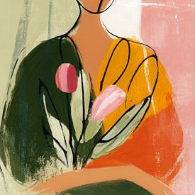 Abstract portret met bloemen en kleurvlakken van But First Framing