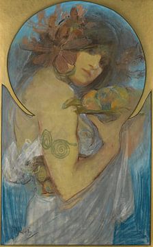 Studie voor een affiche; Fruit door Alphonse Mucha van Peter Balan