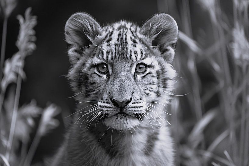Schwarz-Weiß-Foto eines Jungtiers von Art & Soul Creations