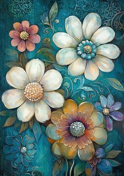 Turquoise Flora van De Mooiste Kunst