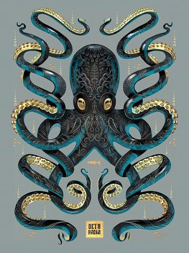 Oktopus Schwarz & Gold