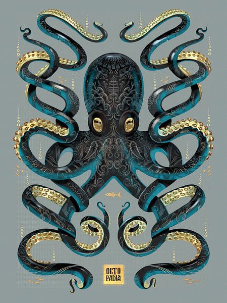 Oktopus Schwarz & Gold von Mark Harrison