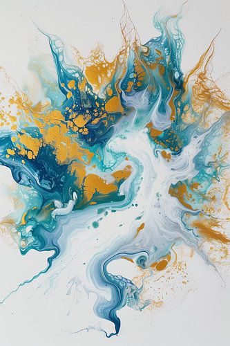 Modern art Abstract Blue and Gold Painting