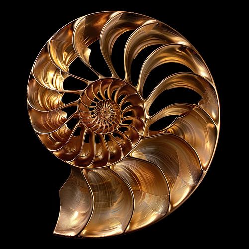 Goudkleurige nautilus schelp doorsnede