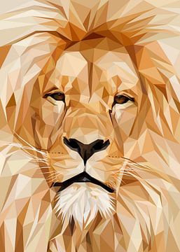 Lion Close Up Portrait Low Poly sur Yoga Art 15
