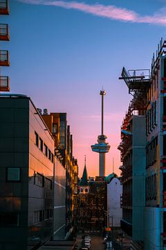 Euromast Rotterdam tijdens zonsondergang