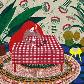 Lady with wine van Alice Wolff