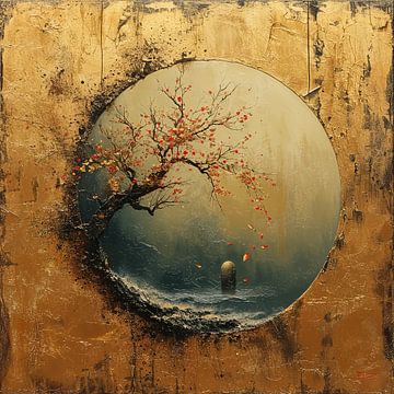 Japandi Natuur Kunst | Elemental Whisper van Kunst Kriebels