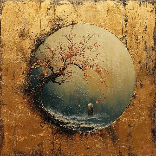 Japandi Natuur Kunst | Elemental Whisper van Kunst Kriebels