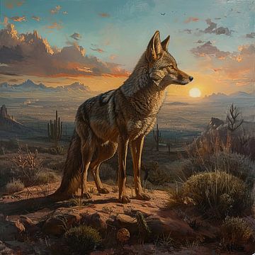 Malerei Coyote Desert von Kunst Kriebels