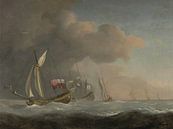 English Royal Yachts at Sea in a Strong Breeze, Willem van de Velde the Younger by Masterful Masters thumbnail