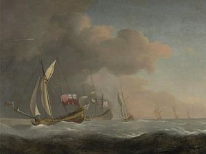 Royal Yachts anglais en mer dans une brise violente, Willem van de Velde le Jeune