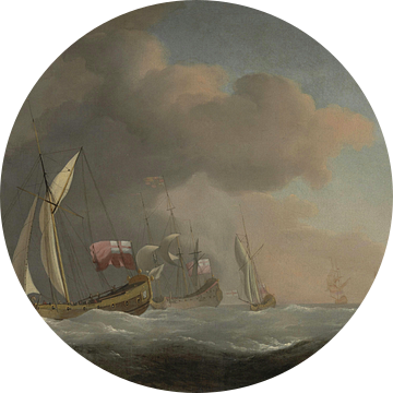 Engelse koninklijke jachten op zee in een sterke bries, Willem van de Velde de Jonge, Willem van de 