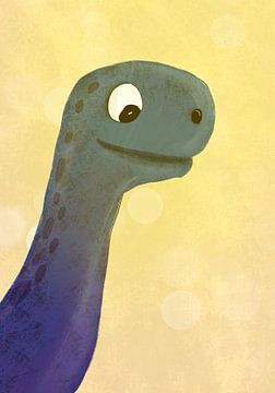 Vrolijke blauwe dinosaurus voor op de kinderkamer! van Charlotte Heijmans