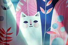 Katze Kunst Illustration Pastellfarben von Vlindertuin-Art