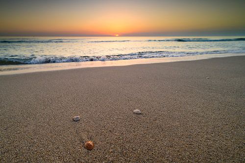 Sunset at the North Sea beach during a calm day in South Holland by Sjoerd van der Wal Photography
