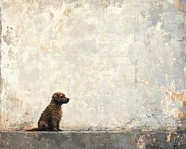 Brauner Hund auf neutralem Hintergrund von Kunst Laune