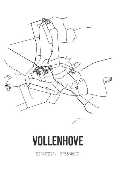 Vollenhove (Overijssel) | Map | Black and white by Prints of Place