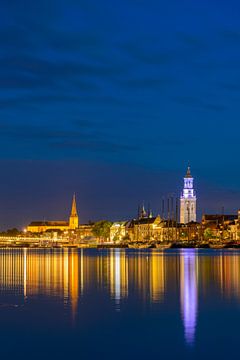 Skyline of the city of Kampen at the river IJssel in the evening by Sjoerd van der Wal Photography