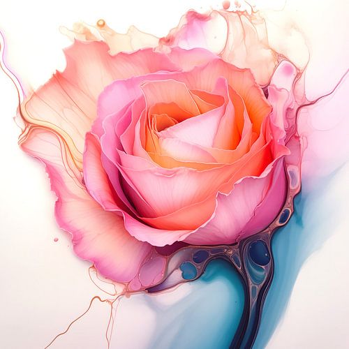 roze roos aquarel