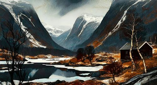 wintry fjord landscape