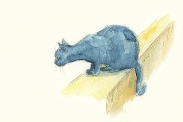 Neugierige Katze bereit zum Sprung