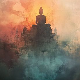 Enlightenment in Flood Buddha by Thea