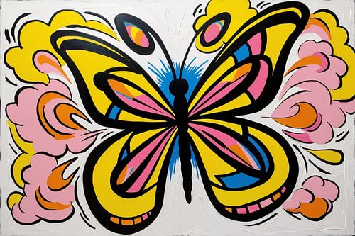 Kleurrijke vlinder in popart-stijl