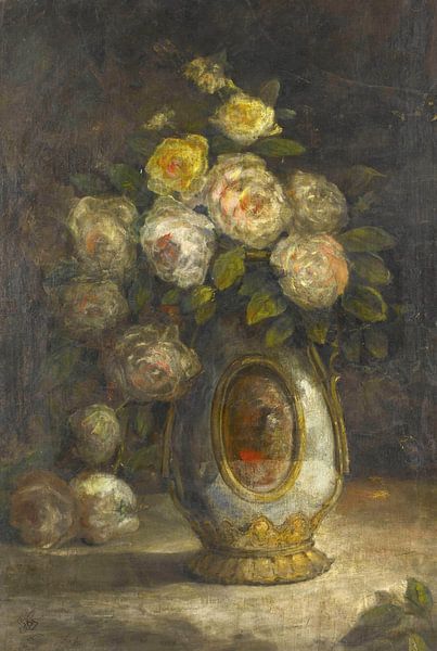 Huseyin Zekai Pasha~Still Life with Roses by finemasterpiece