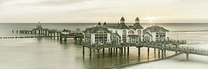 RÜGEN Seebrücke in Sellin zum Sonnenaufgang | Vintage Panorama