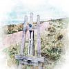 Aquarelle de chevalet sur la dune à Domburg, Zélande sur Danny de Klerk