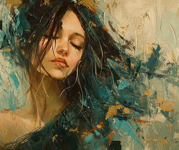 Vrouwen Schilderij | Serene Depth van Kunst Kriebels