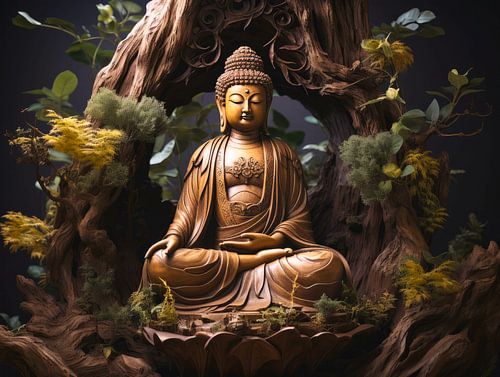 buddha under bodhisattva tree