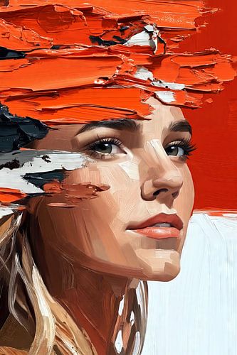 Portrait avec des coups de pinceau abstraits