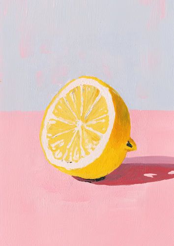 Minimalistische citroen op roze achtergrond