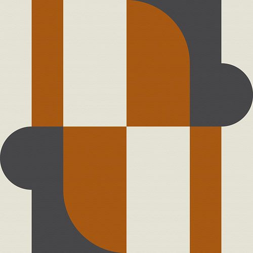 Style rétro géométrique abstrait en or foncé, taupe, gris XIV