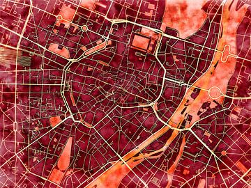 Kaart van München centrum in de stijl 'Amber Autumn' van Maporia