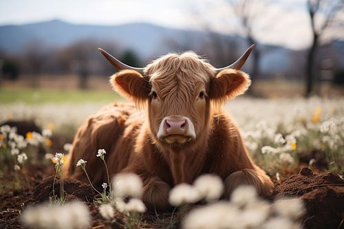 Scottish highlander in the wild by Digitale Schilderijen
