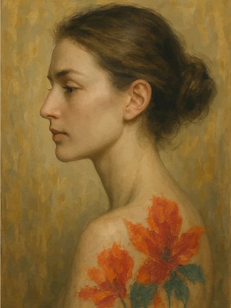 Side Profile with Scarlet Bloom by coretan tangan