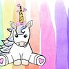 Tekening van een regenboog eenhoorn van Debbie van Eck