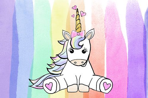 Drawing of a rainbow unicorn