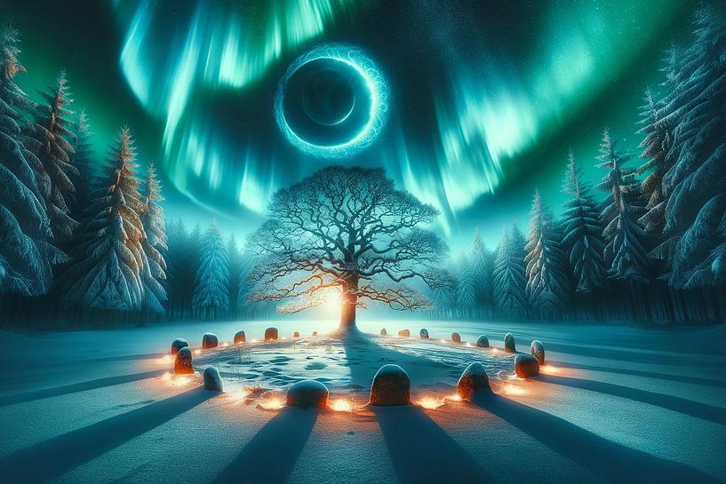 Mystical night under the northern lights portal by artefacti