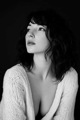 Portrait de femme en noir et blanc - Gracieux