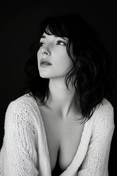 Schwarz-Weiß-Porträt einer Frau – Anmutig von Poster Art Shop