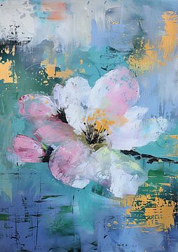 Bloem schilderij van Abstract Schilderij