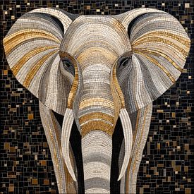 portrait of an elephant in mosaic by Black Coffee