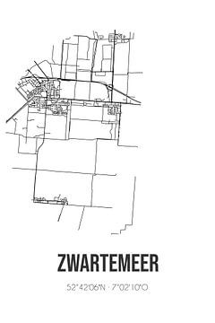 Zwartemeer (Drenthe) | Landkaart | Zwart-wit van MijnStadsPoster