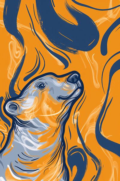 Abstract Polar bear in Flaming Sea by Imperial Art House