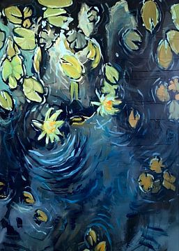 Lotus Flowers on Water by Pop Gabrini