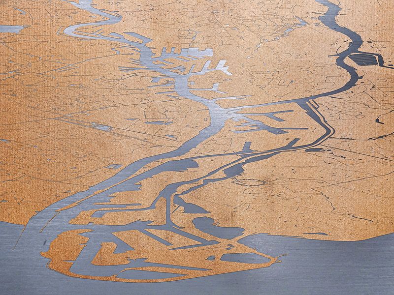 Havenkaart Rotterdam - papier op staal van Frans Blok